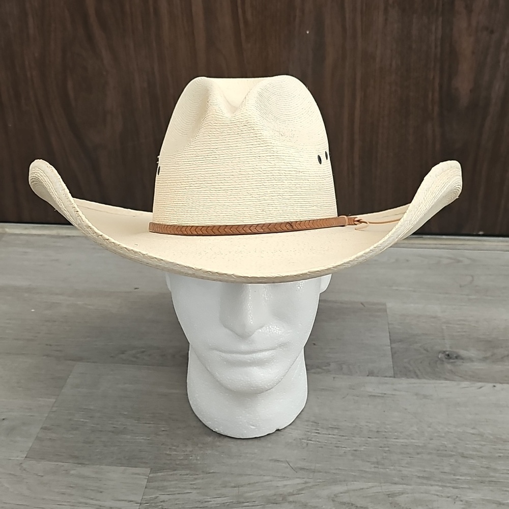 DALLAS HATS Men's Cream Cowboy Hat with Brown Band - Picture 3 of 13